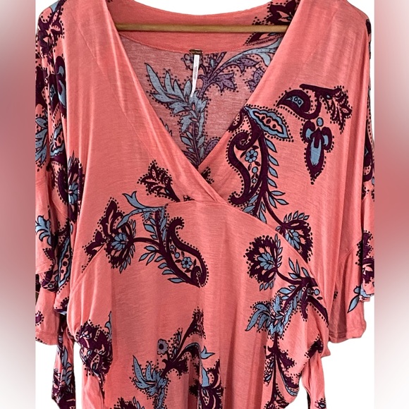 Free People Maui Wowie Printed Knit Flutter Sleeve Boho Top Size Small - Picture 6 of 9